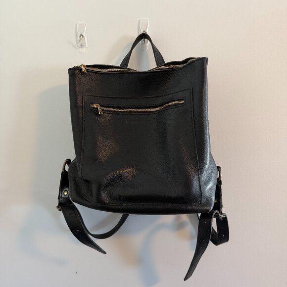 Portland Leather Goods Classic Leather Tote Backpack (Pebbled Black) main image 2